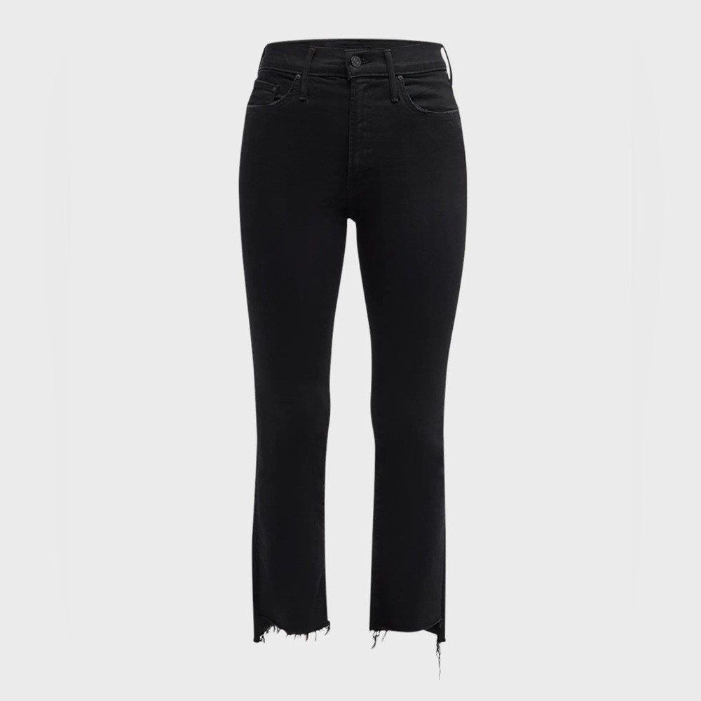 Mother Denim The Insider Crop Step Fray Jeans in Not Guilty Black Wash Size 25